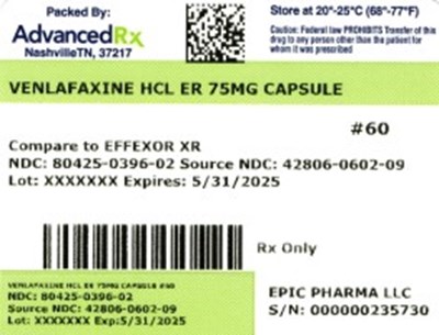 Venlafaxine 75mg #60 (Venlafaxine HCl Er 75mg 80425 0396 02)